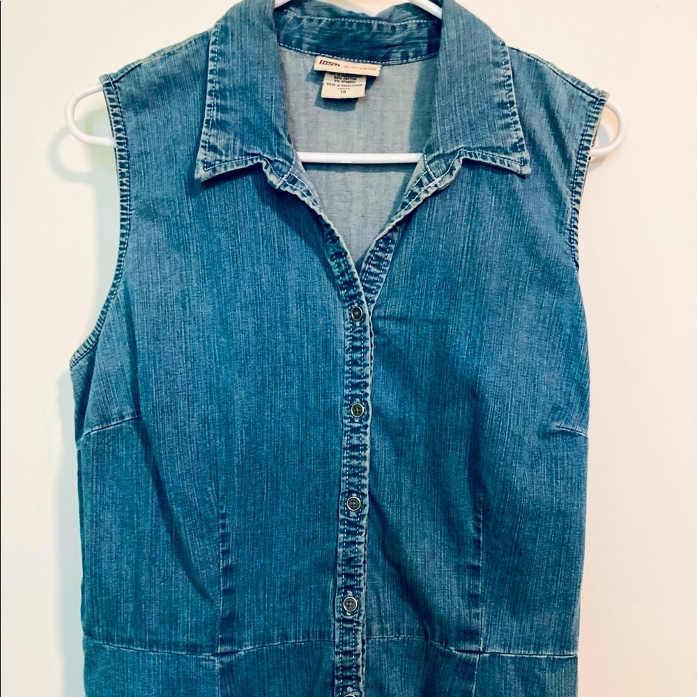 Denim Dress Faded Glory Ladies sz 14 Button Down Shirt Dress